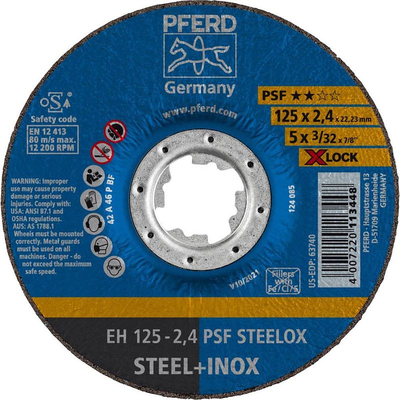 Foto van Pferd psf steelox 61740125 doorslijpschijf gebogen 125 mm 22.23 mm 25 stuk(s)