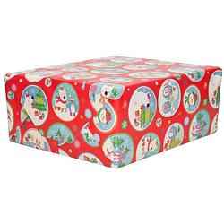 Foto van 3x rollen inpakpapier/cadeaupapier kerst print rood 2,5 x 0,7 meter 70 grams luxe kwaliteit - cadeaupapier