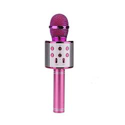 Foto van Ibello draadloze karaoke microfoon roze met bluetooth geschikt voor android en ios