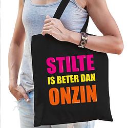 Foto van Stilte is beter dan onzin cadeau tas zwart voor dames - feest boodschappentassen