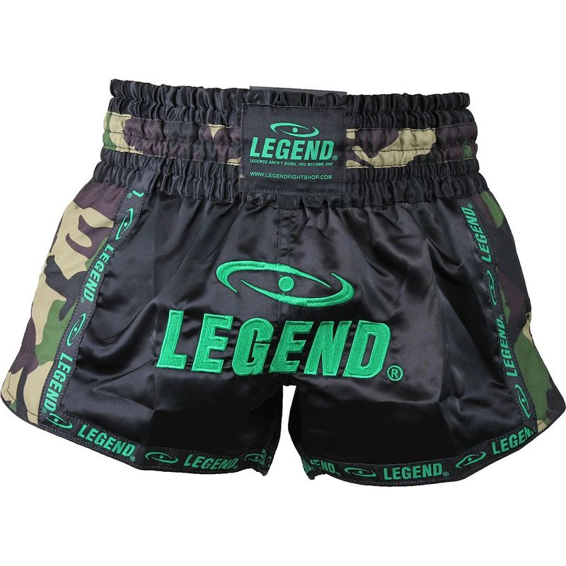 Foto van Legend sports kickboksshort trendy army unisex satijn zwart mt s