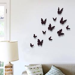 Foto van Walplus 3d decoratie sticker - 3d vlinders zwart