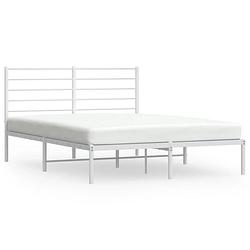 Foto van Vidaxl bedframe met hoofdbord metaal wit 120x200 cm