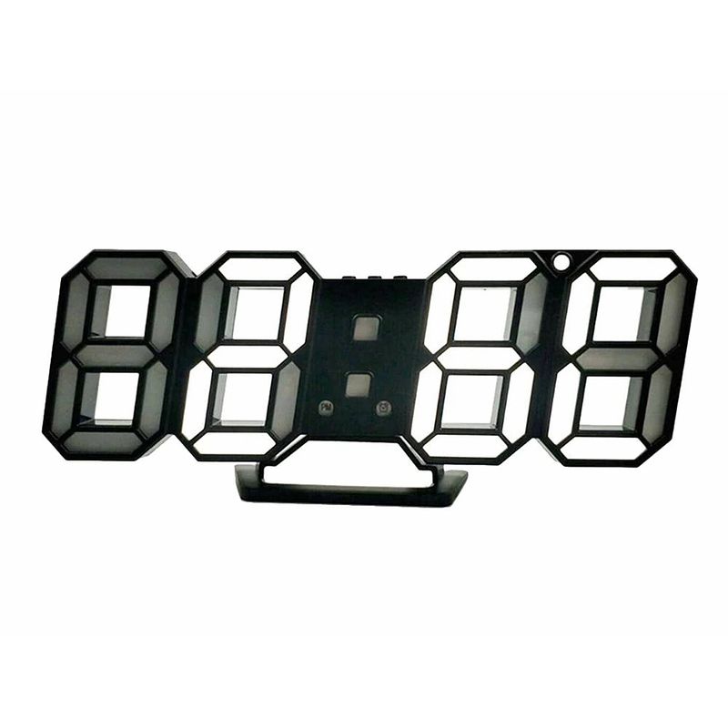 Foto van 3d led wekker - klok - tafel - thermometer - alarm - usb - zwart