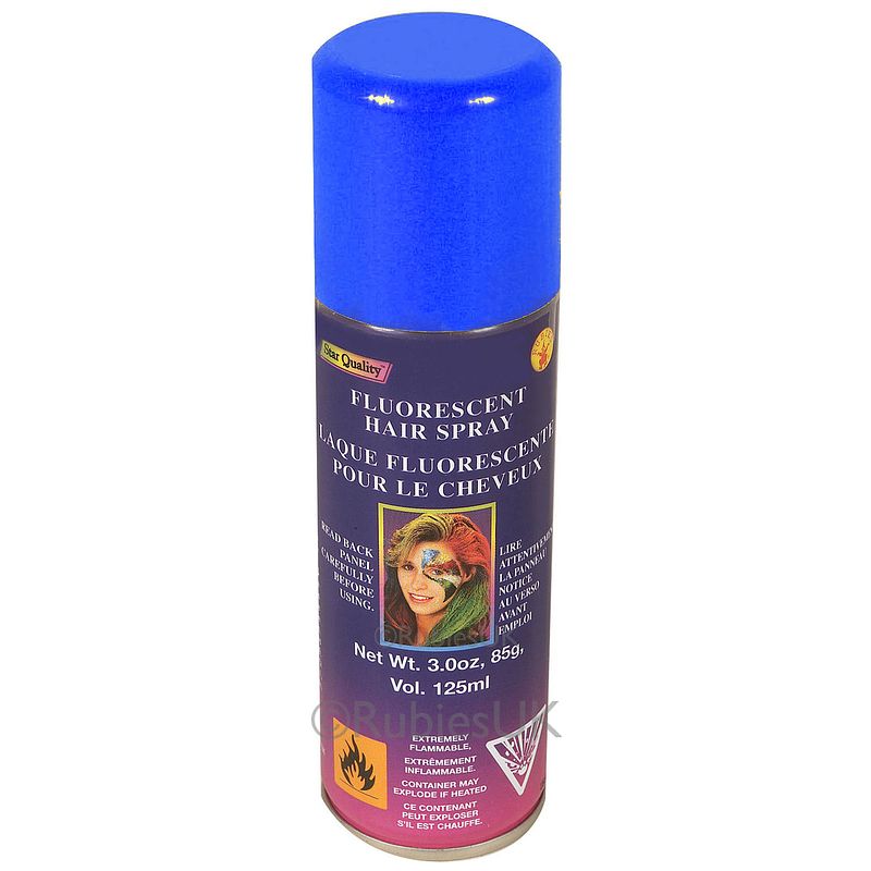 Foto van Haarverf/haarspray - neon blauw - spuitbus - 125 ml - carnaval - verkleedhaarkleuring