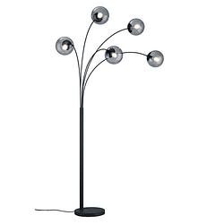 Foto van Moderne vloerlamp balini - metaal - grijs - vloerlampen woonkamer - 5 lichts - glas