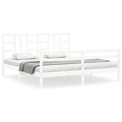 Foto van The living store bedframe met hoofdbord massief hout wit 6ft super king - bed