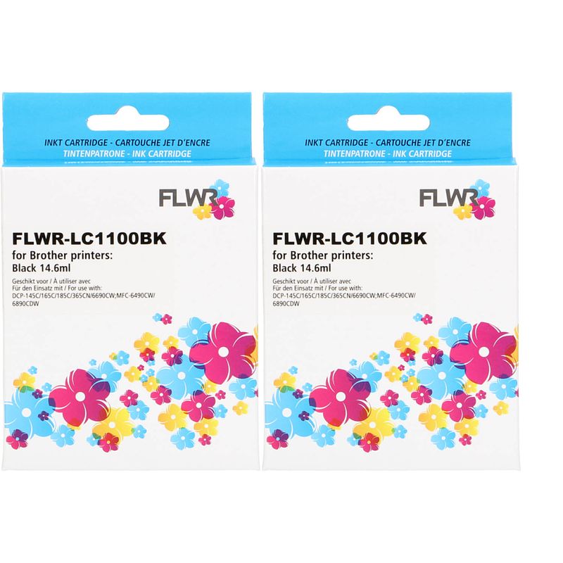 Foto van Flwr brother lc-1100bk 2-pack zwart cartridge