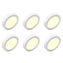 Foto van Led downlight 6 pack - opbouw rond 12w - warm wit 3000k - mat wit aluminium - ø170mm