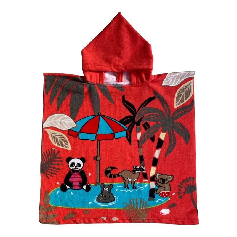 Foto van Bad cape/poncho voor kinderen dierenprint 60 x 120 cm microvezel - badcapes