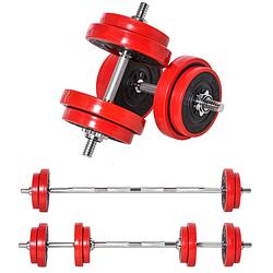 Foto van Dumbbell set - barbell set - halter - gewichten - halterset - halters - halterstang met gewichten - 20 kg
