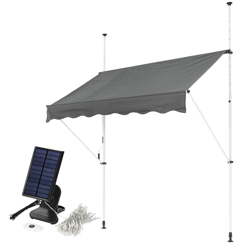 Foto van Ml-design klemluifel grijs, 200x120 cm, met led solar lichtketting 7m