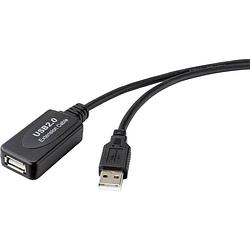 Foto van Renkforce usb-kabel usb 2.0 usb-a stekker, usb-a bus 10.00 m zwart actief met signaalversterking rf-4535084