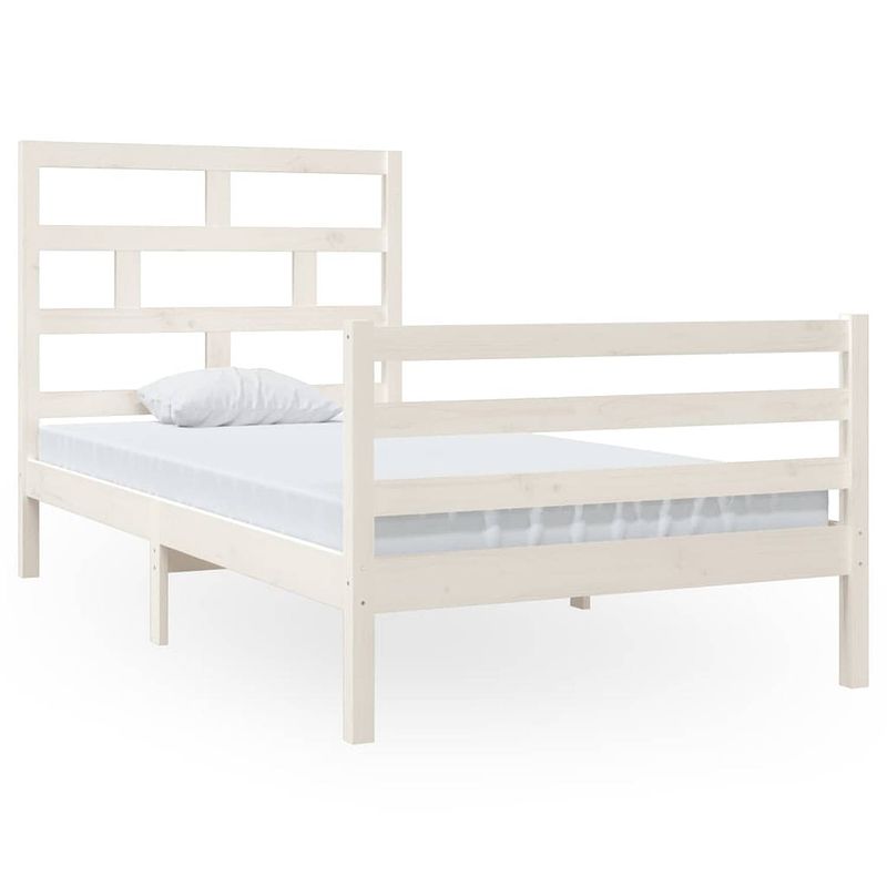 Foto van Vidaxl bedframe massief grenenhout wit 100x200 cm