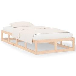 Foto van The living store houten bedframe - eenpersoons - massief grenenhout - 205.5x105.5x28 cm