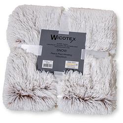 Foto van Wicotex plaid-dekens-fleece plaid kunst bont snow 150x200cm wit bruin polyester hoog polig