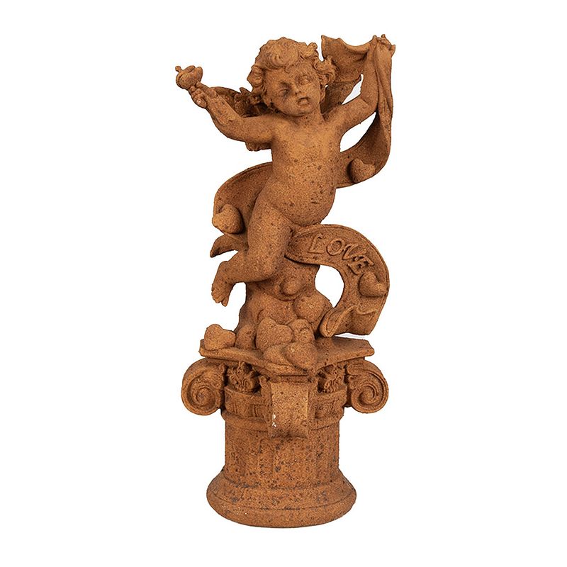 Foto van Clayre & eef decoratie beeld engel 30 cm bruin polyresin religious sculpture bruin religious sculpture