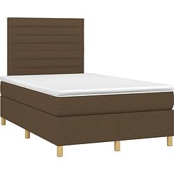 Foto van The living store boxspring dark brown - 203x120x118/128 cm - adjustable headboard - led lights - pocket spring