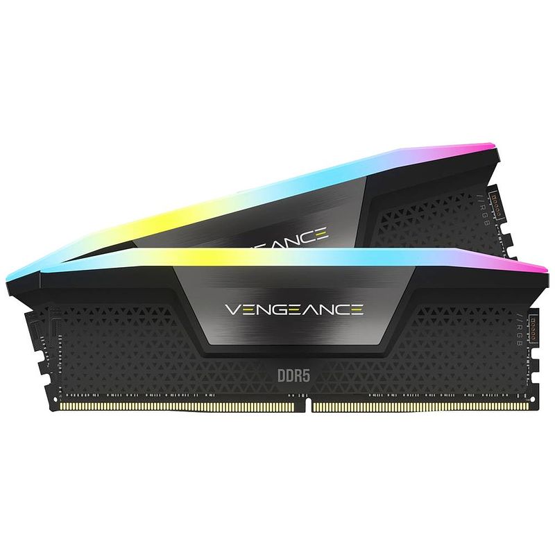 Foto van Corsair vengeance rgb ddr5 werkgeheugenset voor pc ddr5 32 gb 2 x 16 gb on-die ecc 5600 mhz 288-pins dimm cmh32gx5m2b5600c36k