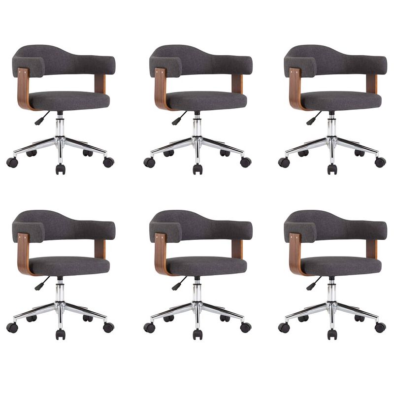 Foto van The living store draaibare eetkamerstoelen - set van 6 - grijs - 49.5 x 51.5 x (94.5 - 115.5) cm