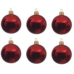Foto van 6x glazen kerstballen glans kerst rood 6 cm kerstboom versiering/decoratie - kerstbal