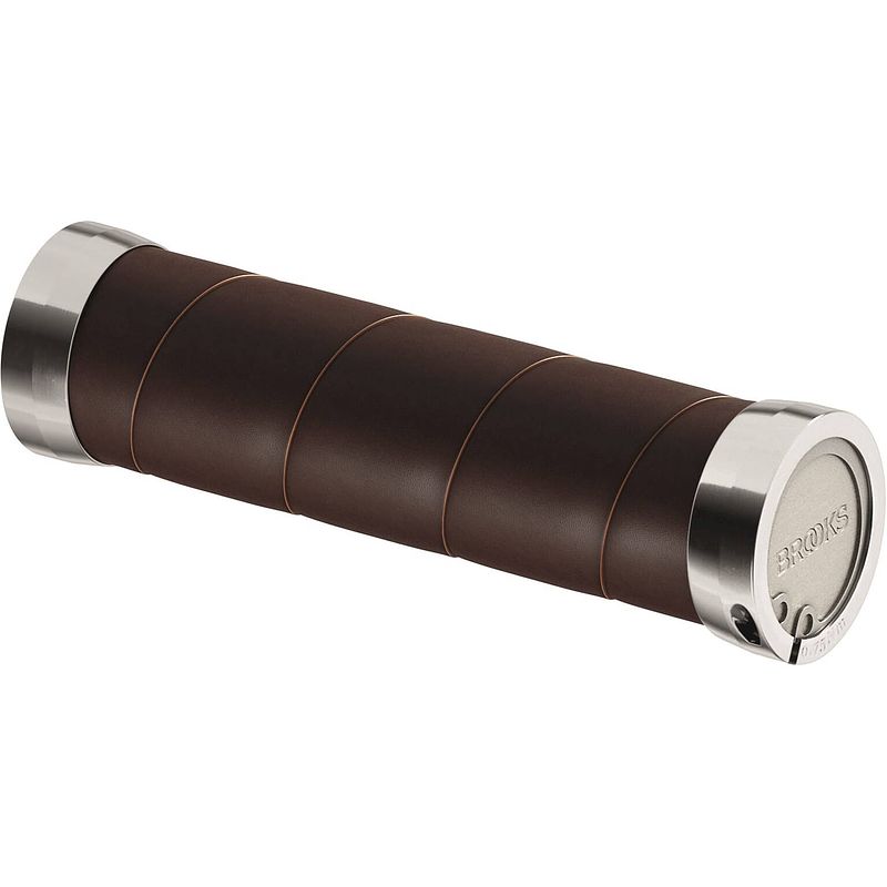 Foto van Brooks handvatten slender leather grips 100 130mm a brown