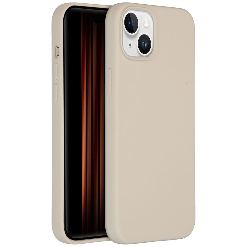 Foto van Accezz liquid silicone backcover met magsafe iphone 15 plus telefoonhoesje grijs