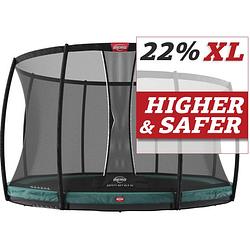 Foto van Berg trampoline champion met veiligheidsnet - safetynet deluxe xl - inground - 430 cm - groen - met airflow springmat