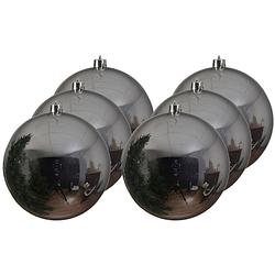 Foto van 6x grote raam/deur/kerstboom decoratie zilveren kerstballen 14 cm glans - kerstbal