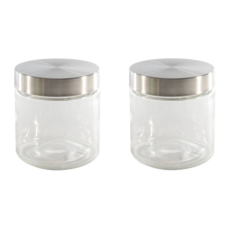 Foto van Set van 2x stuks voorraadpotten/bewaarpotten  750 ml glas met rvs deksel - voorraadpot