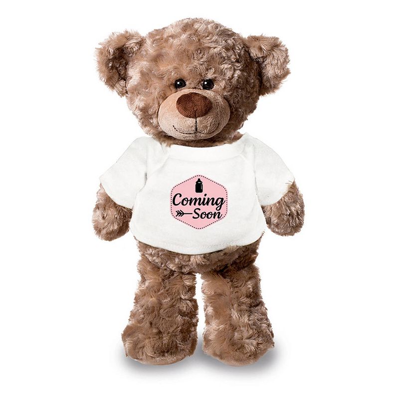 Foto van Coming soon aankondiging meisje pluche teddybeer knuffel 24 cm - knuffelberen