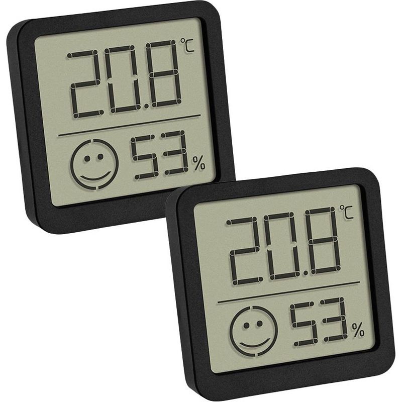 Foto van Tfa dostmann 2er set digitales thermo-hygrometer mit komfortzone thermo- en hygrometer zwart