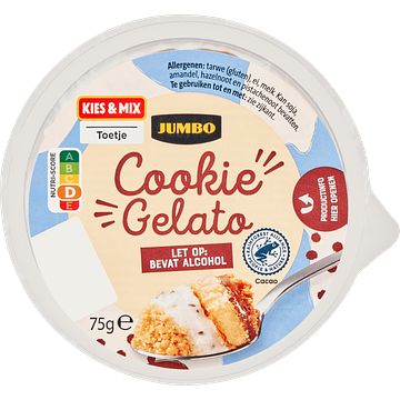 Foto van Jumbo cookie gelato 75 g aanbieding bij jumbo | 4 voor 2.50