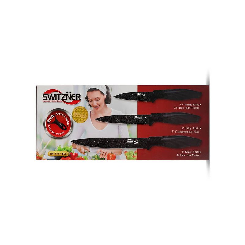 Foto van Switzner messenset - keramische non stick coating - 4 delig