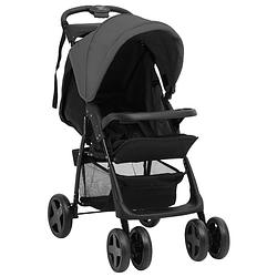 Foto van The living store kinderwagen 3-in-1 - donkergrijs/zwart - 49x78.5x102 cm - staal/linnen - uv-bescherming