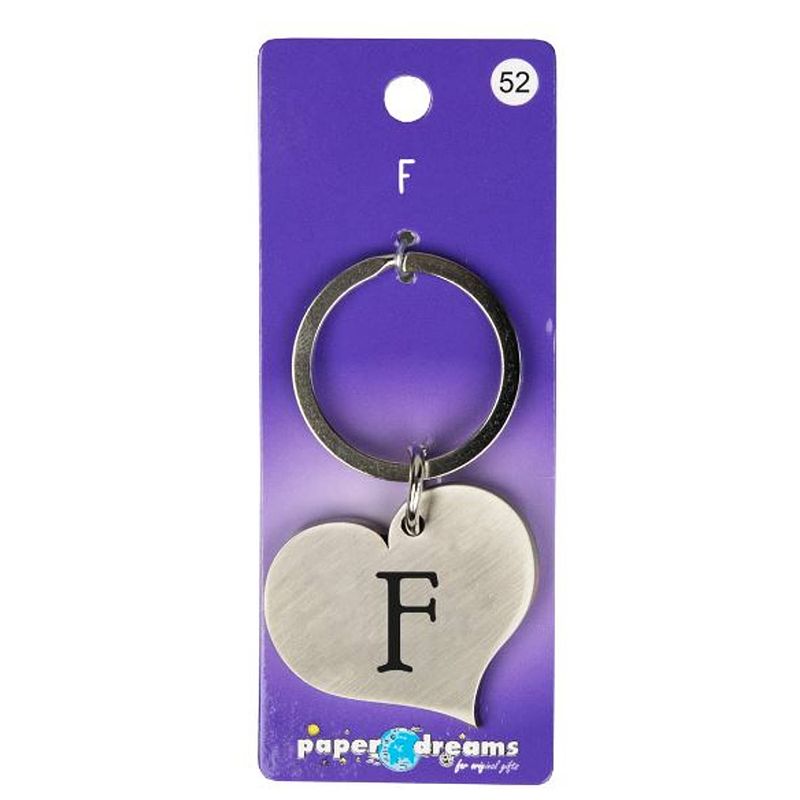 Foto van Paper dreams sleutelhanger hart letter f 10 x 4 cm staal zilver