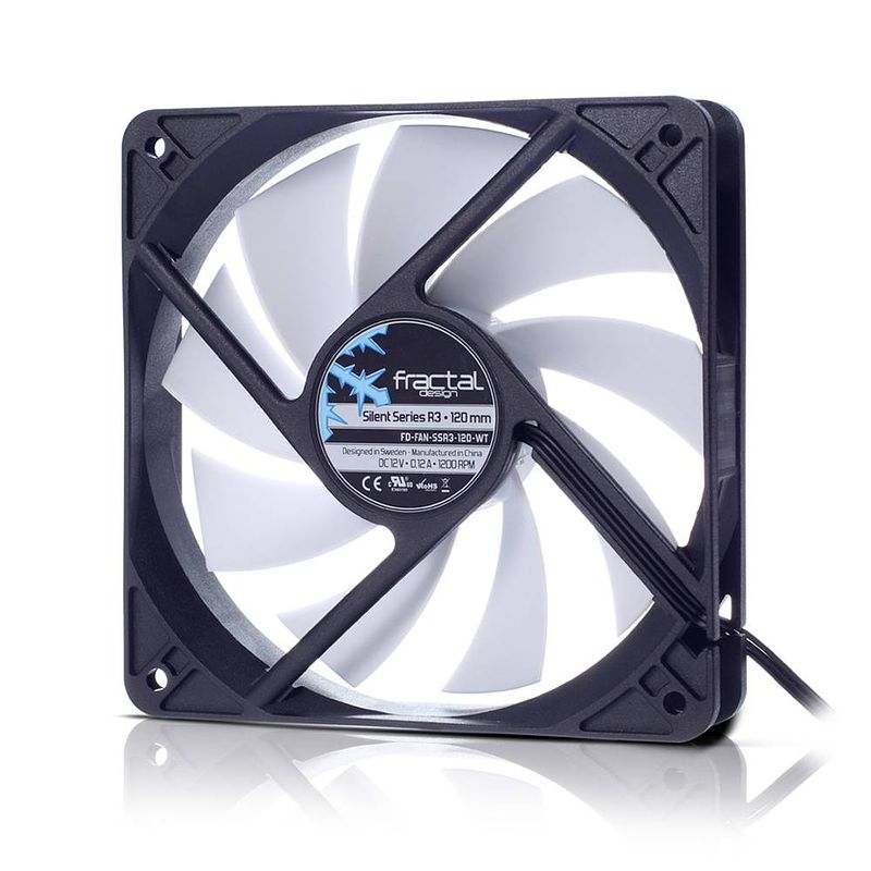 Foto van Fractal design silent series r3 120 mm pc-ventilator zwart, wit (b x h x d) 120 x 25 x 120 mm