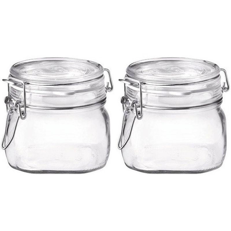 Foto van 2x luchtdichte potten transparant glas 500 ml - weckpotten