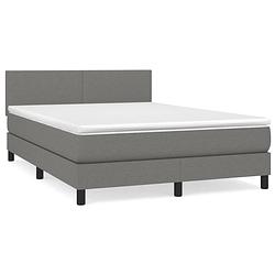 Foto van The living store boxspringbed donkergrijs stof - 193x144x78/88 cm - pocketvering matras - middelharde ondersteuning -