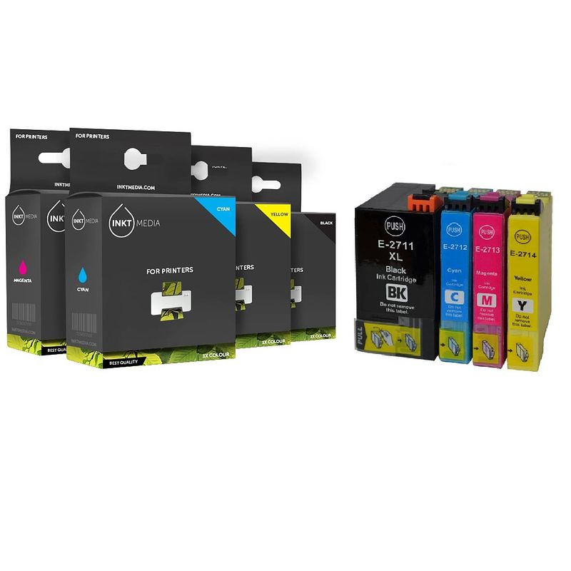 Foto van Geschikt set epson 27xl t2711 tot t2714 inktcartridge zwart cyaan magenta geel hoge capactiteit van inktmedia