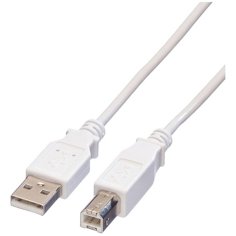 Foto van Value usb-kabel usb 2.0 usb-a stekker, usb-b stekker 3.00 m wit afgeschermd 11.99.8831