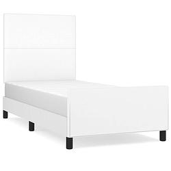 Foto van The living store bedframe - 193 x 93 x 118/128 cm - duurzaam kunstleer - verstelbare hoogte - multiplex lattenbodem