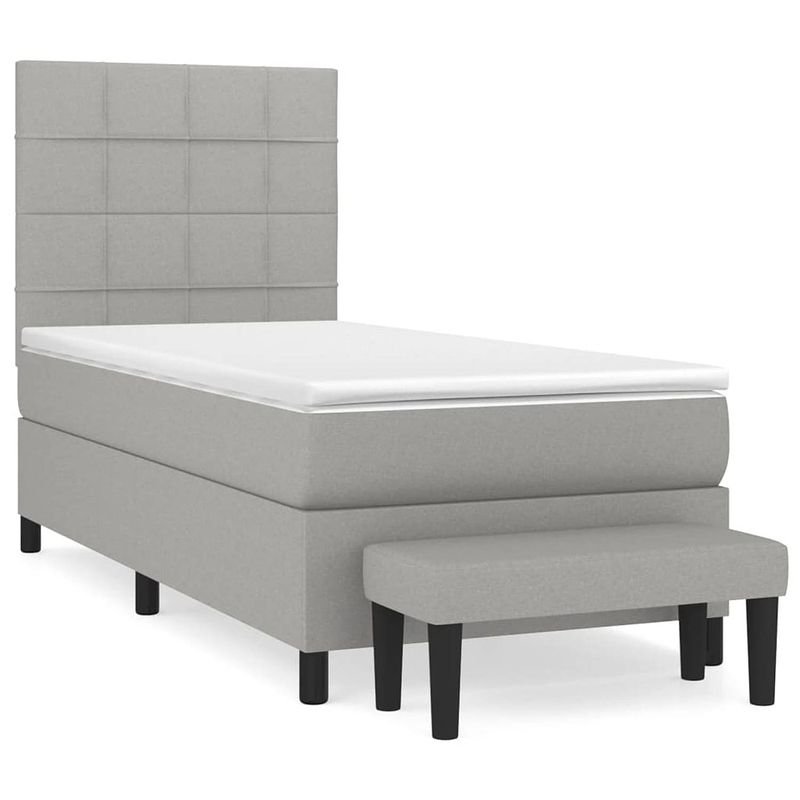 Foto van The living store boxspringbed - comfort - bed - 90 x 200 cm - lichtgrijs