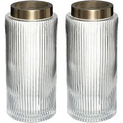 Foto van Bloemenvaas - 2x - elegance - cilinder vorm - transparant - glas - h26 x d12 cm - vazen