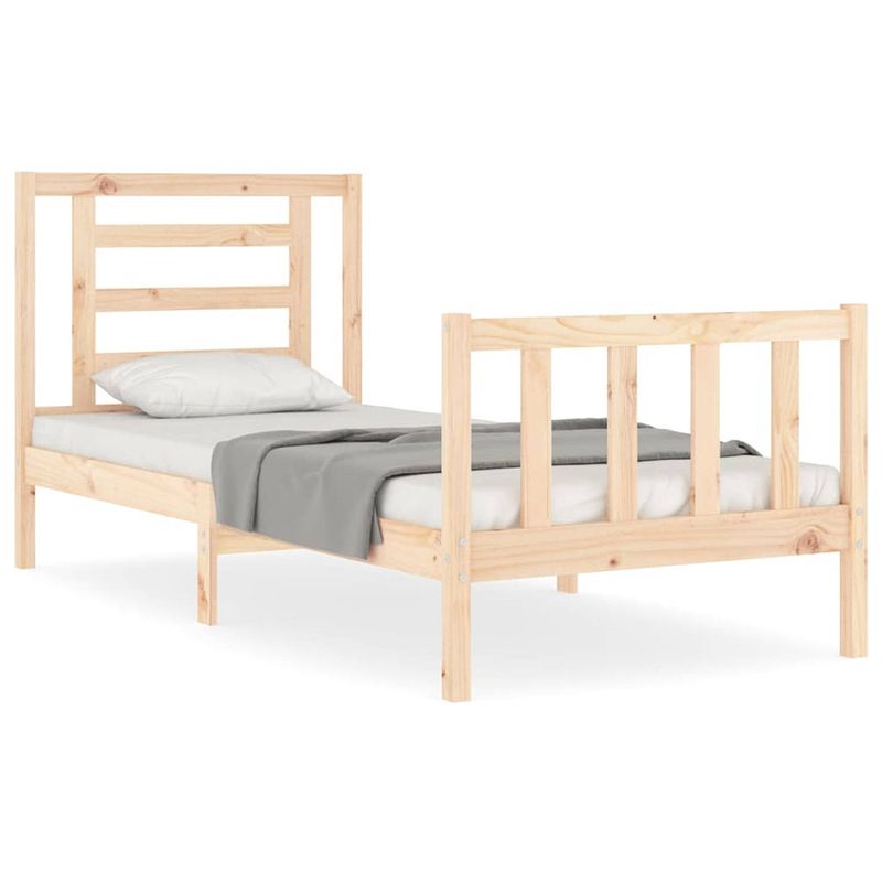 Foto van The living store vuren bedframe - eenpersoons - 205.5x95.5x100 cm - massief grenenhout