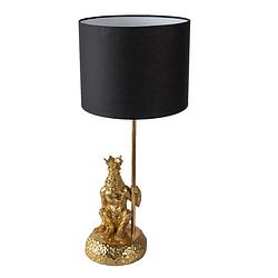 Foto van Clayre & eef bureaulamp ø 23*45 cm e27/max 1*60w goudkleurig, zwart