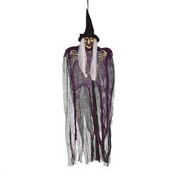 Foto van Halloween - horror heks hangdecoratie pop zwart 80 cm - halloween poppen