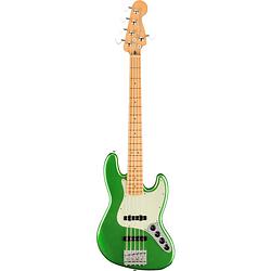 Foto van Fender player plus jazz bass v cosmic jade mn 5-snarige elektrische basgitaar met gigbag