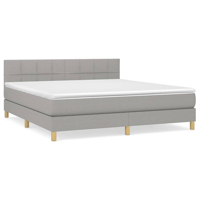 Foto van The living store boxspringbed - lichtgrijs - bedframe - bedmatras en topmatras - 203 x 160 x 78/88 cm - pocketvering