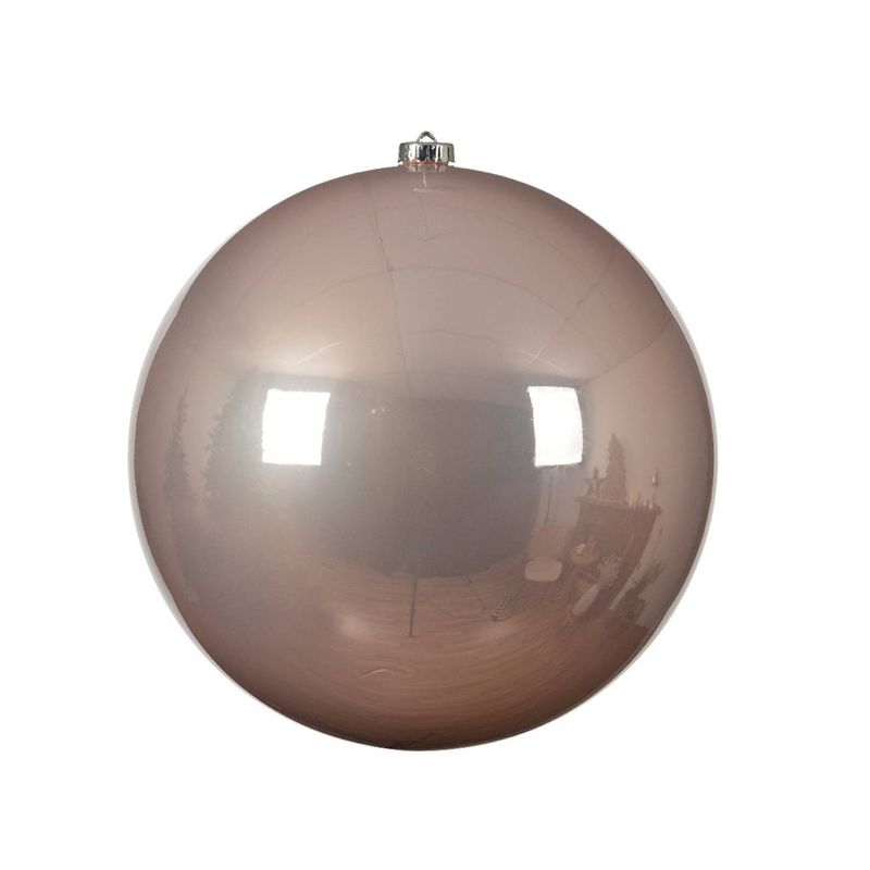 Foto van Decoris kerstbal - groot formaat - d25 cm - lichtroze - plastic - kerstbal